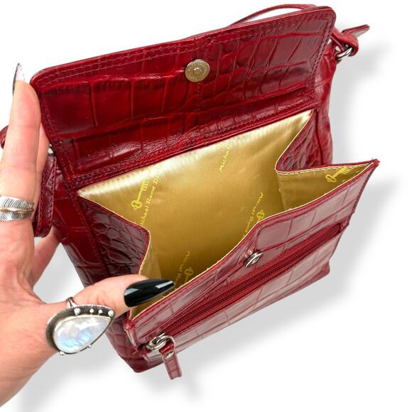 90's designer red crocodile leather bag by MICHAEL ROME DESIGNS - Picture 10 of 16